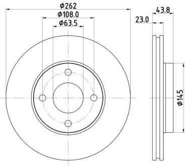 PRO FORD Диск гальмівний передній FIESTA VII 1.0 EcoBoost 17- hella 8DD 355 126-601