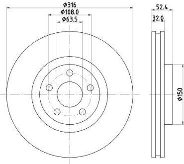 PRO FORD гальмівний диск S-MAX 2.0TDCI 15- hella 8DD 355 126-701