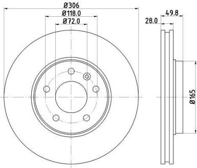 PRO HIGH CARBON RENAULT Диск тормозной передн. Trafic II, Opel Vivaro 01- hella 8DD 355 127-801