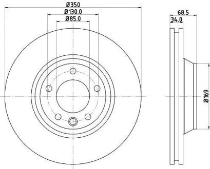 PRO HIGH CARBON AUDI диск гальм. передн лів. Q7 06- VW Touareg 5.0TDI hella 8DD 355 128-061