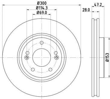 PRO HIGH CARBON HYUNDAI диск гальмівний передн. Tucson, ix35, Kia hella 8DD 355 128-831