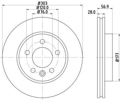 PRO HIGH CARBON VW диск гальм. передн. Amarok 10- hella 8DD 355 129-211