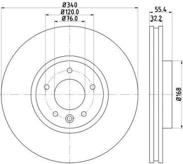 PRO HIGH CARBON VW диск гальм. передн. TRANSPORTER VI hella 8DD 355 129-251