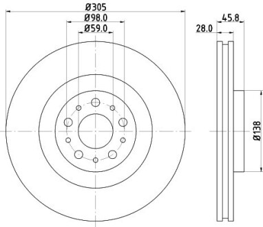 Диск гальмівний PRO High Carbon; передн. hella 8DD355129351