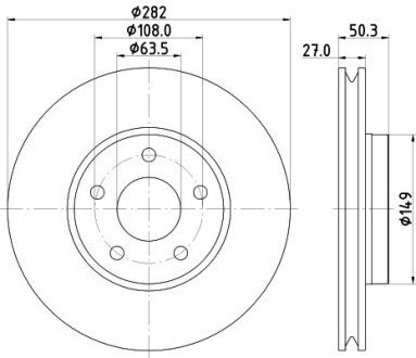 PRO HIGH CARBON FORD диск гальм. передн. FOCUS EcoBoost 18- hella 8DD 355 132-021