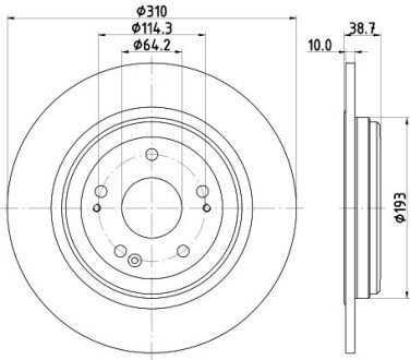 PRO HONDA диск гальмівний задн. CR-V 16- hella 8DD 355 132-231