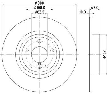 PRO JAGUAR Гальмівний диск задн. XE 2.0 15-, XF II 2.0 15-, XF SPORTBRAKE 2.0 D 17- hella 8DD 355 132-391