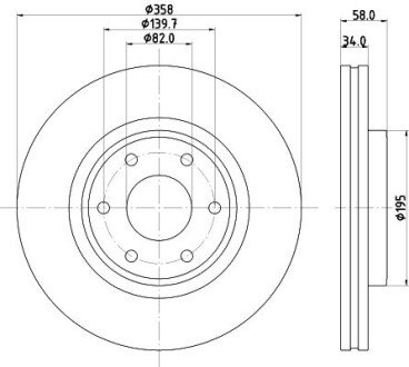 PRO NISSAN Диск гальмівний передній PATROL 5.6 10- hella 8DD 355 132-441