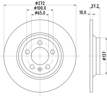 PRO VW Диск гальмівний задній POLO 1.5 18-, 2.0 17-, AUDI hella 8DD 355 132-701