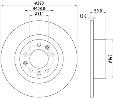 PRO PEUGEOT Диск гальмівний задн. 508 2.0 14-18 hella 8DD 355 132-841