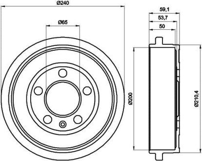 VW гальмівний барабан Skoda Fabia, Polo 00- hella 8DT 355 300-371