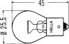 Лампа накаливания STANDARD P21W, BA 15 s, 12 V (к-кт 2шт) hella 8GA002073123 (фото 2)