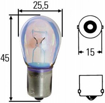 Лампа розжарювання STANDARD P21W, BA 15 s, 12 V (к-кт 2шт) hella 8GA002073123 (фото 1)