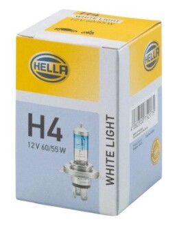 Лампа накаливания, H4 12V 60/55W P43t, WL 4200K White Light hella 8GJ223498121