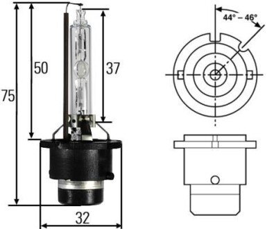 D2S 24V/12V 35W Лампа XENON 5000 K hella 8GS 007 949-251