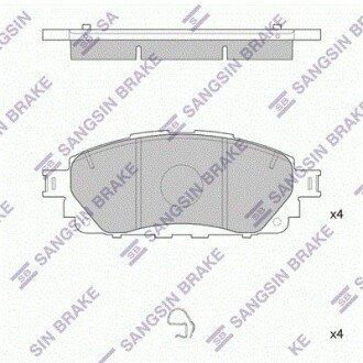 Колодки гальмівні дискові (комплект 4 шт) hi-Q (SANGSIN) sp4264