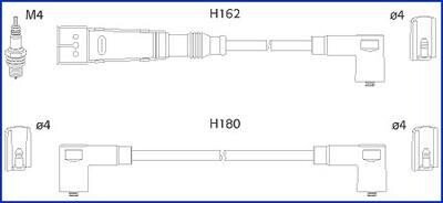 HUCO VW К-кт высоковольтных проводов Golf III,Polo,Vento,Seat 1.4/1.6 hitachi 134707 (фото 1)