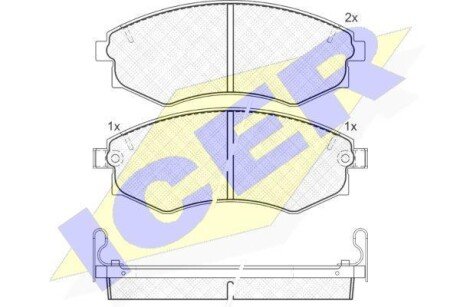 Колодки тормозные (передні) Hyundai Elantra III 00-06/Kia Magentis I 01-05/Ssangyong Korando 88-06 icer 180877