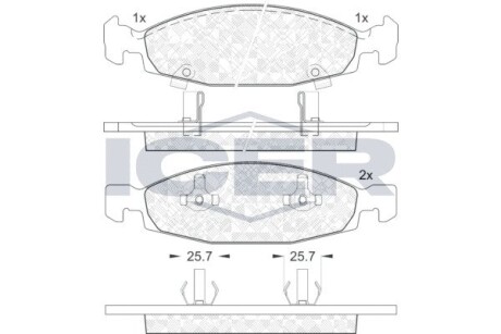 Колодки гальмівні (передні) Jeep Grand Cherokee II 99-05 icer 181398