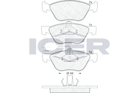 Колодки гальмівні (передні) 145/146/147/156/GT/Spider 95-10/Fiat Bravo 07-14 (+датчики) icer 181601 (фото 1)