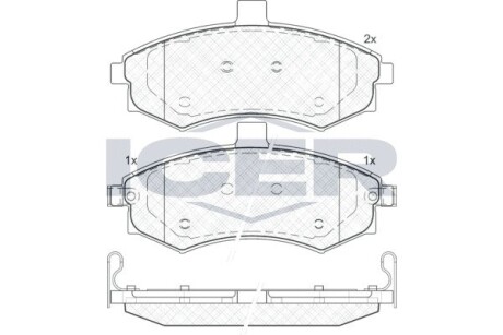 Колодки гальмівні (передні) Hyundai Elantra 00-06/Matrix 01-10/Kia Cerato 06-09 icer 181643