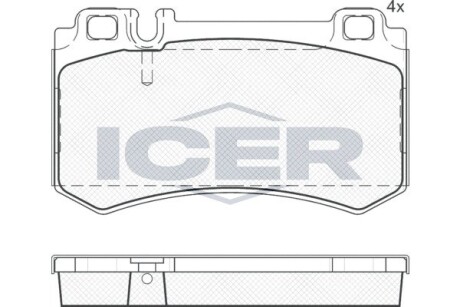 Колодки гальмівні (задні) MB CLK-class (C209/A209)/E-class (W211) 02-10/S-class (W220/W221) 98-13 icer 181680