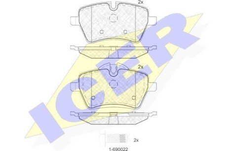 Тормозные колодки (передние) Mini Cooper/One 02-16 icer 181756