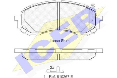 Колодки гальмівні (передні) Subaru Impreza 99-/Forester 07-/Legacy 03- icer 181800