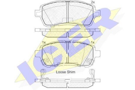 Колодки гальмівні (передні) Mazda 2 III 07-15/Subaru Justy 07-/Suzuki Swift 10- icer 181881-200