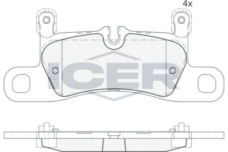 Колодки гальмівні (задні) Porsche Cayenne 10- icer 181987-203