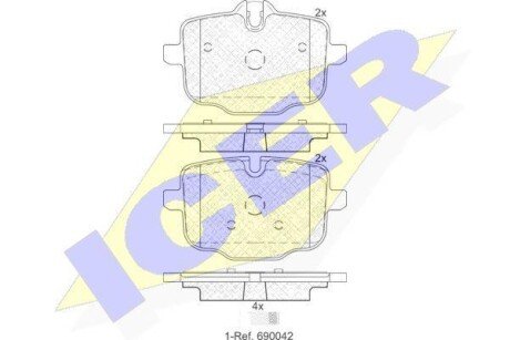 Колодки гальмівні (задні) BMW 5 (F10/F11)/6 (F12/F13) 09- icer 182005-200