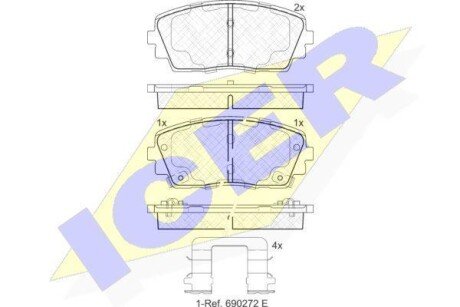 Колодки гальмівні (передні) Dodge i10 07-/Kia Picanto/Ray 11- icer 182034