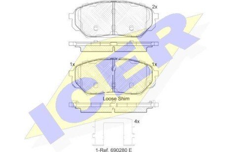 Колодки гальмівні (передні) Hyundai ix55 08- icer 182044