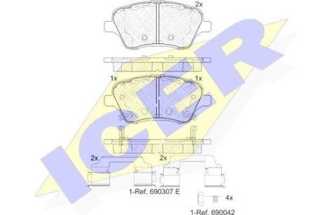 Колодки гальмівні (передні) Ford Transit Courier/Tourneo Courier 14-/Fiesta VI 08-/B-Max 12- icer 182108-203