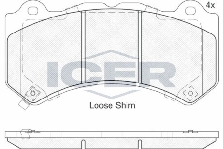 Колодки гальмівні (передні) Jeep Grand Cherokee/Dodge Challenger/Charger/Chevrolet Camaro 10- icer 182164