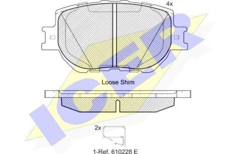 Колодки гальмівні (передні) Toyota Crown XII/Mark X 03-/Lexus IS III 13-15 icer 182200