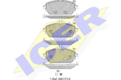 Колодки гальмівні (передні) MB C-class (W205/S205/C205) 13-/E-class (W213/S213/C238) 16- icer 182212