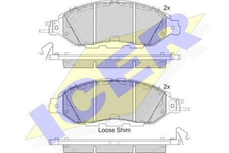 Колодки гальмівні (передні) Nissan Pathfinder/Murano/Infiniti QX60 11- icer 182234