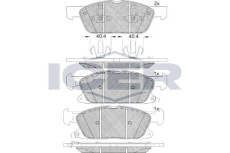 Колодки гальмівні (передні) Ford Focus/Kuga 19-/Galaxy/S-Max 15-/Fusion (USA) 05-/Haval H7L 16- icer 182250 (фото 1)