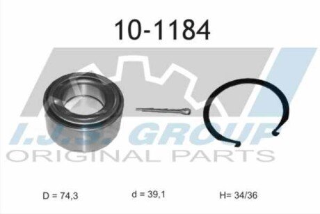 Підшипник маточини (передньої) Hyundai Elantra 00-06/Matrix 01-11/Kia Cerato 04- (39.1x74.3x34/36) ijs group 10-1184