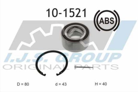 Підшипник маточини (передньої) Peugeot 4007/4008/Mitsubishi ASX/Outlander (43x80x40) (+ABS)(к-кт) ijs group 10-1521