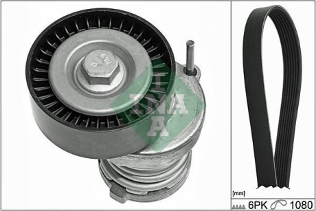 Комплект ременя генератора Audi A2/Seat Ibiza/Skoda Fabia/VW Golf/Polo 1.4/1.6/1.6FSI 97- (6PK 1078) ina 529 0103 10