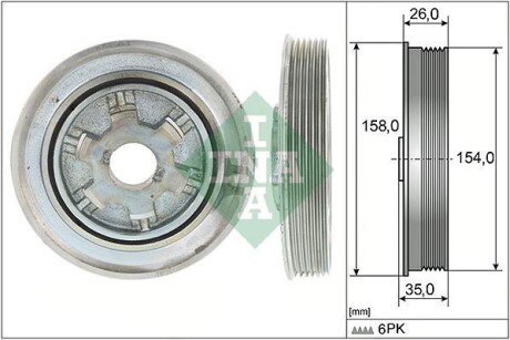 Шків колінвалу Ford Mondeo/Land Rover Freelander 2.2 TDCi/TD4 06-14 (6PK) ina 544011210 (фото 1)