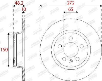 VW Диск гальмівний задн.Audi A3 08-Golf VI 08-, Caddy IIISkodaSeat jurid 563255JC