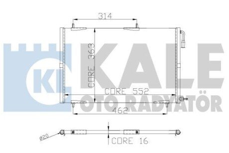 PEUGEOT Радіатор кондиціонера (конденсатор) 552X363X16 206 02- kale 248300