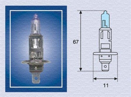 H1 12V 55W BLUE LIGHT автолампа (4000k) magneti marelli 002601100000 (фото 1)