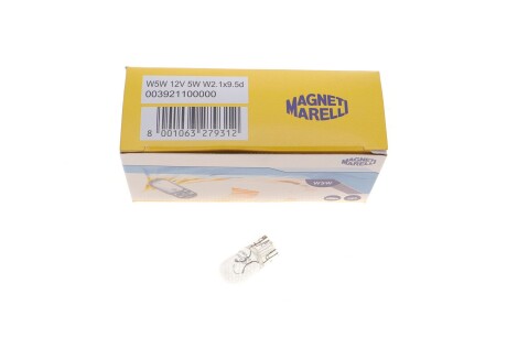 Автолампа W5W W2, 1x9, 5d 5 W прозора magneti marelli 003921100000