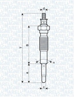 Свеча накаливания Ford Ranger 2.5D/Mazda 323 1.6-2.0D/Suzuki Vitara 2.0TD -06 (UC46A) magneti marelli 062900063304