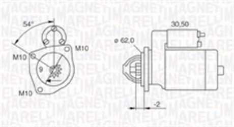 Стартер Citroen Berlingo/Jumper/Peugeot Boxer/Expert 94-02 (1 kw) (z=9) magneti marelli 063720566010