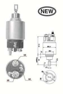 Втягувальне реле стартера CITROEN Jumper 2,0 9-, Berlingo 1,8 97- magneti marelli 940113050554